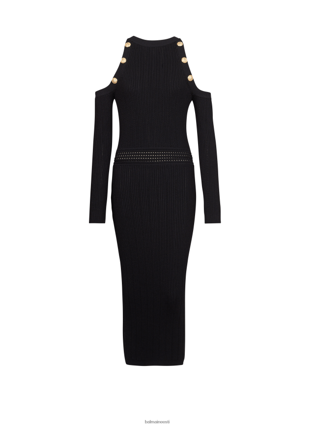 ee Balmain Riietus naised keskmise pikkusega kootud kleit must LJ800246