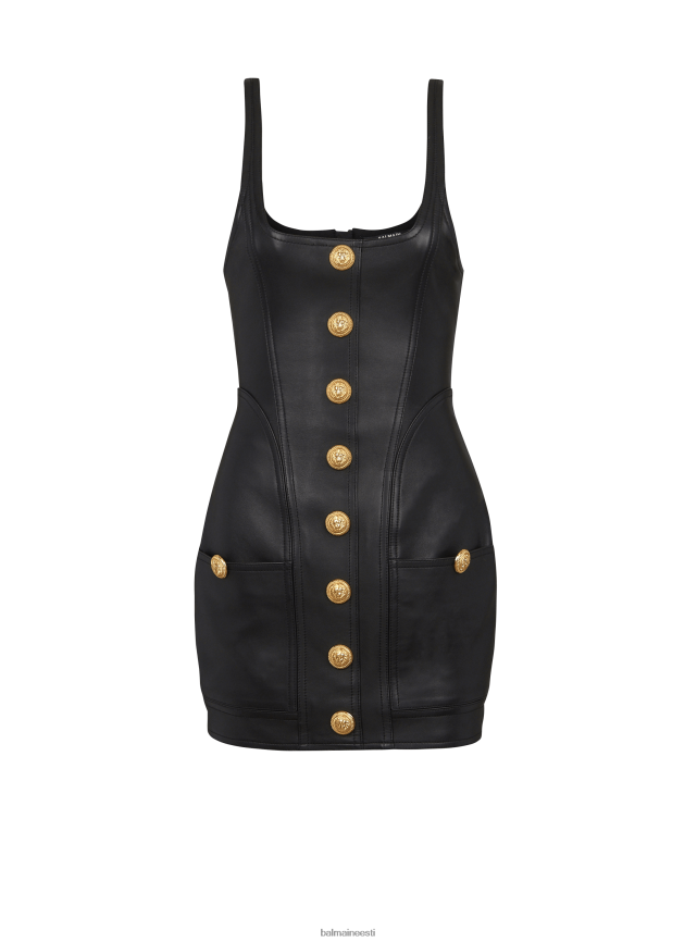 ee Balmain Riietus naised lühike nahast kleit must LJ800276