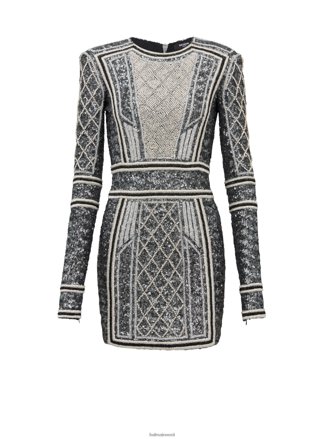 ee Balmain Riietus naised lühike tikitud kleit hall LJ800268