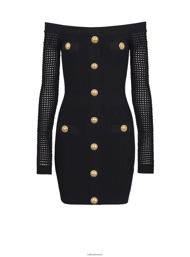 ee Balmain Riietus naised õlgadeta võrkkleit must LJ800226