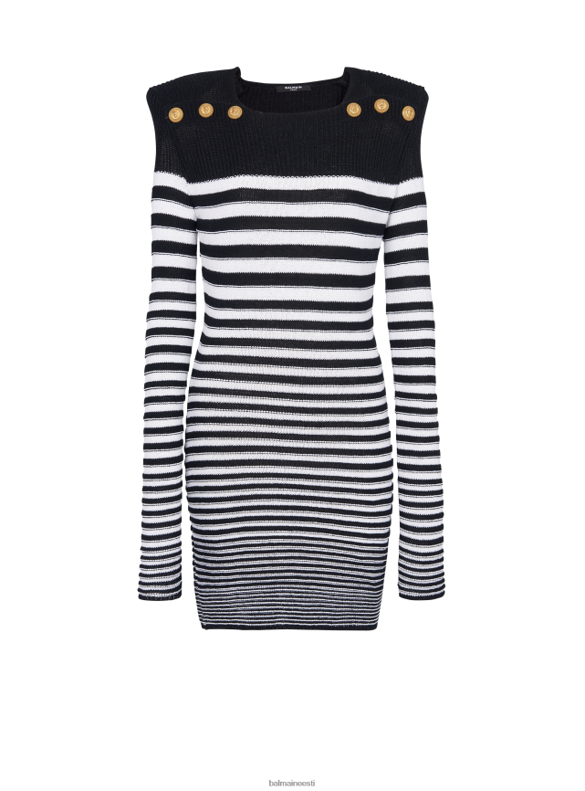 ee Balmain Riietus naised meremehe stiilis kootud kleit must LJ800245