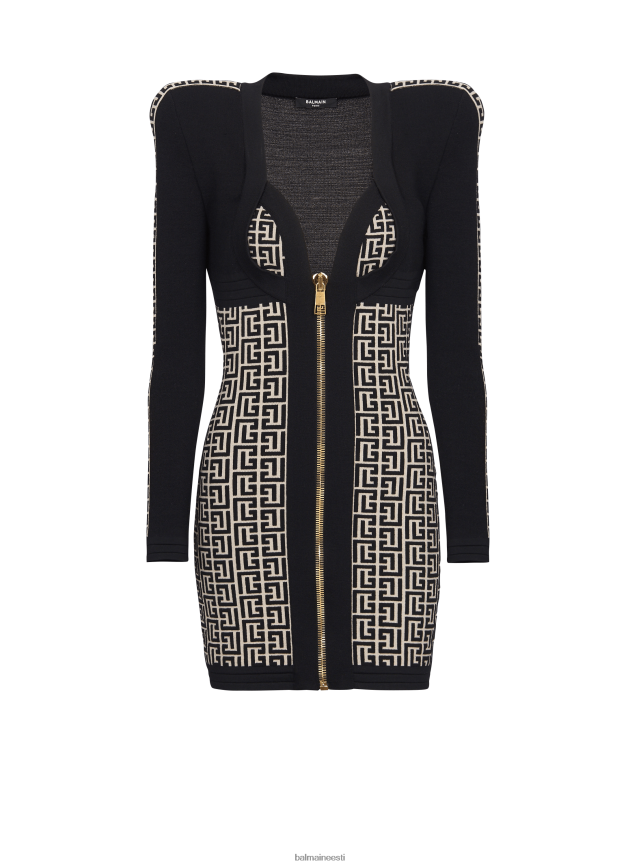 ee Balmain Riietus naised monogrammiga bodycon trikotaažkleit must LJ800232