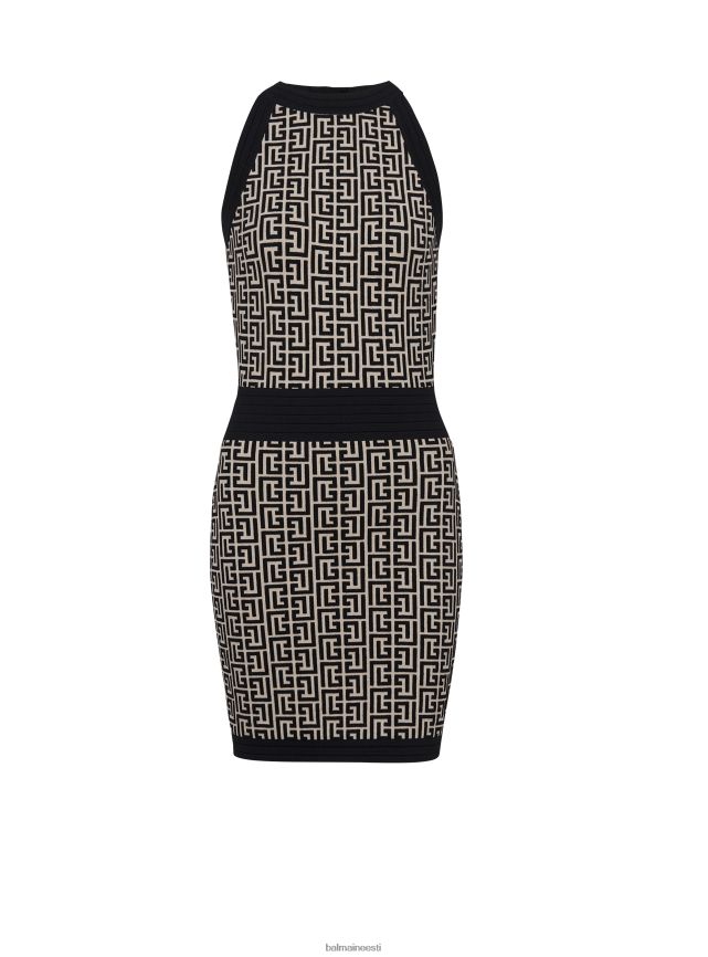 ee Balmain Riietus naised monogrammiga kootud kleit must LJ800234