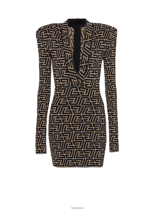 ee Balmain Riietus naised monogrammiga kootud kleit must LJ800238