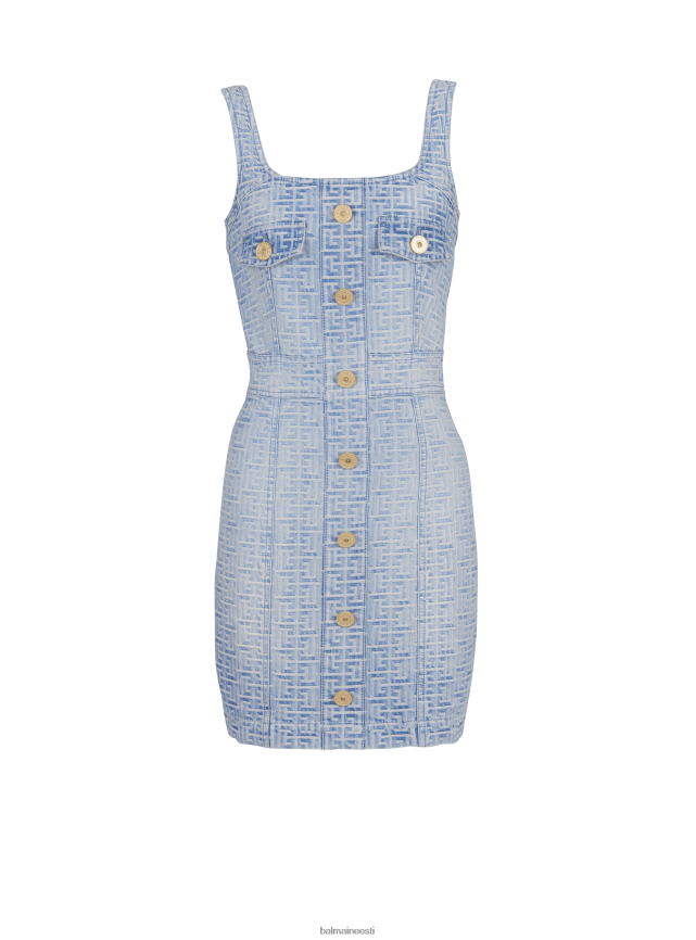 ee Balmain Riietus naised monogrammiga lühike teksakleit sinine LJ80027