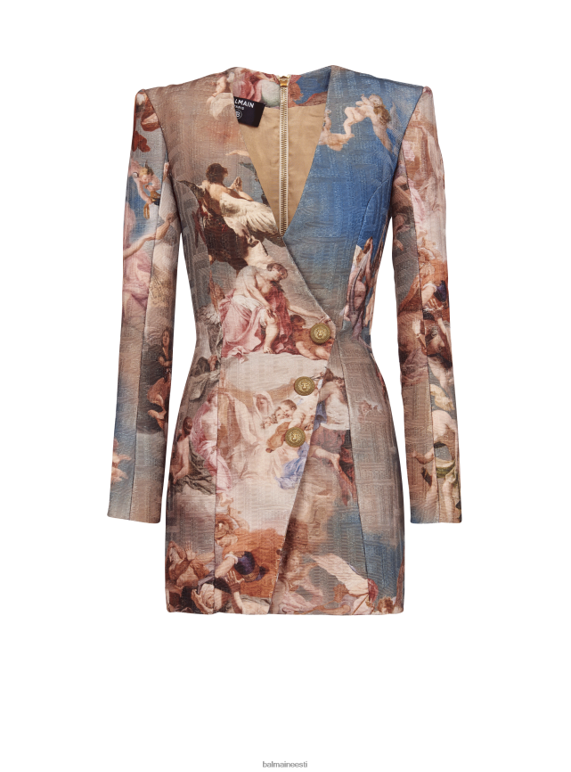 ee Balmain Riietus naised taevatrükiga monogrammiga žakaarvärvi kleit mitmevärviline LJ800211