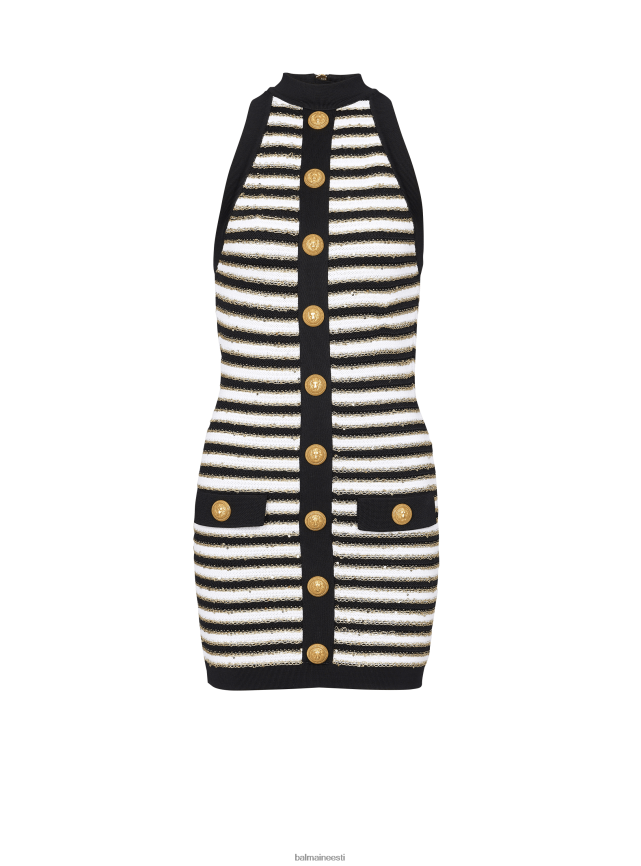 ee Balmain Riietus naised triibuline kootud kleit valge LJ800271