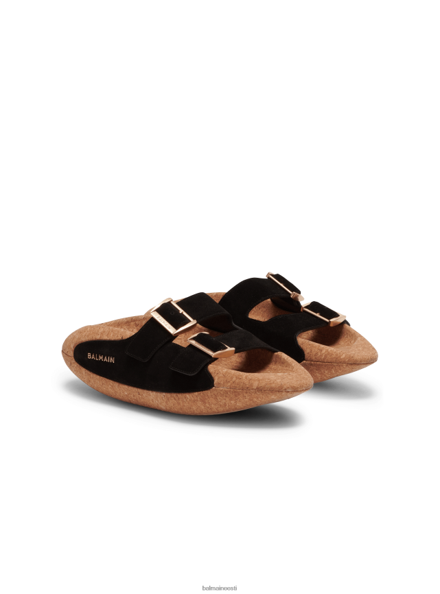 ee Balmain jalatsid naised b-it nahast ja korgist muulad must LJ8002624