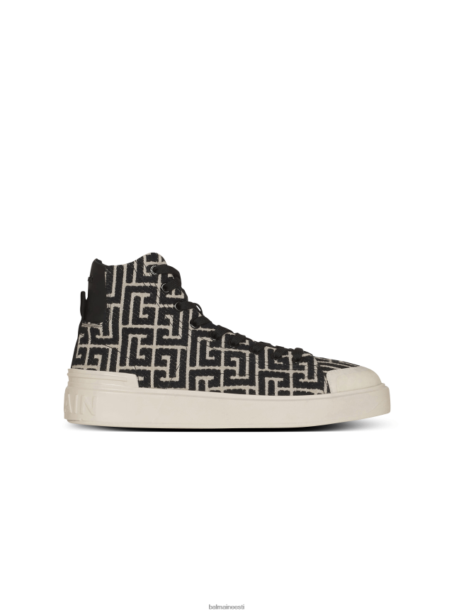 ee Balmain jalatsid naised kahevärvilised žakaarmadratsist b-court kõrged tossud must LJ8002617