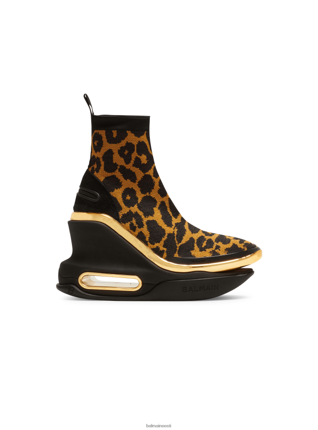 ee Balmain jalatsid naised b-bold võrgust kiilutrenažöörid leopardi monogrammiga pruun LJ8002598