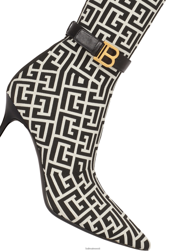 ee Balmain jalatsid naised kahevärvilised rongast kootud saapad monogrammi rihmaga must LJ8002661