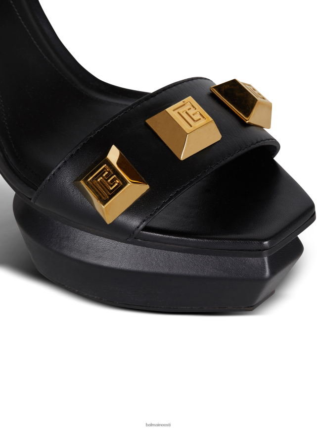 ee Balmain jalatsid naised ava nahast platvormsandaalid must LJ8002635