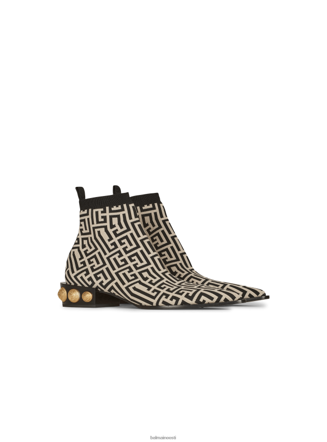 ee Balmain jalatsid naised kahevärvilised veniv kootud mündiga poolsaapad must LJ8002677