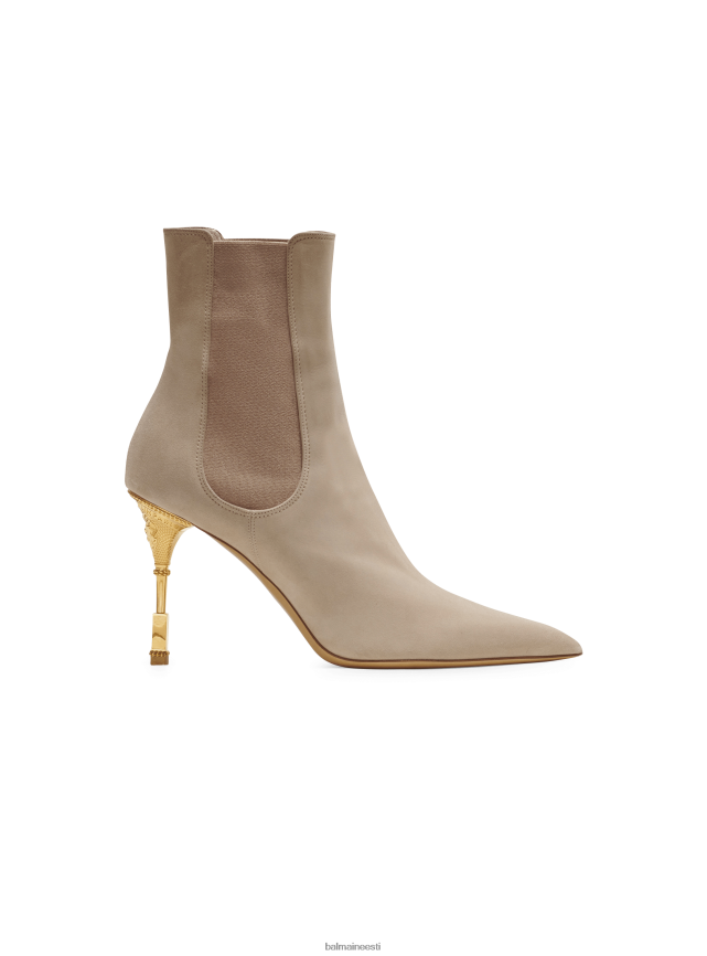 ee Balmain jalatsid naised moneta seemisnahast poolsaapad graveeritud kontsaga beež LJ8002655