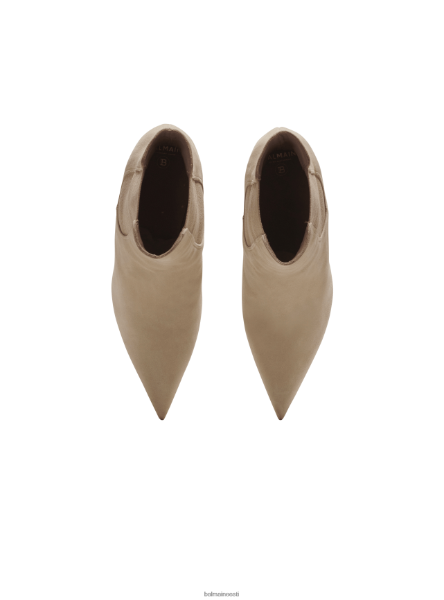 ee Balmain jalatsid naised moneta seemisnahast poolsaapad graveeritud kontsaga beež LJ8002655