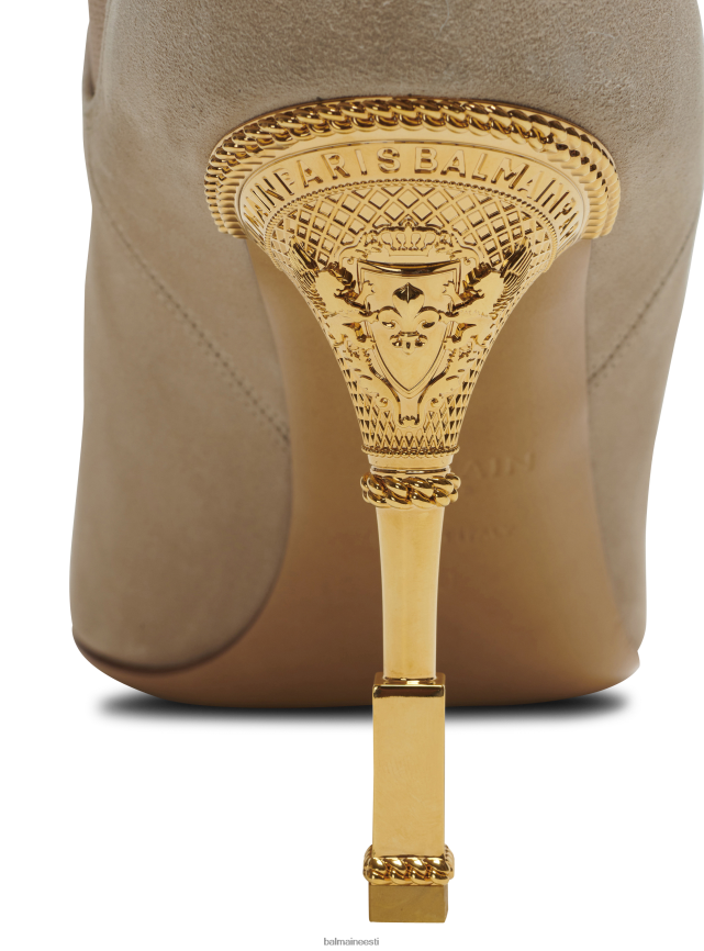 ee Balmain jalatsid naised moneta seemisnahast poolsaapad graveeritud kontsaga beež LJ8002655