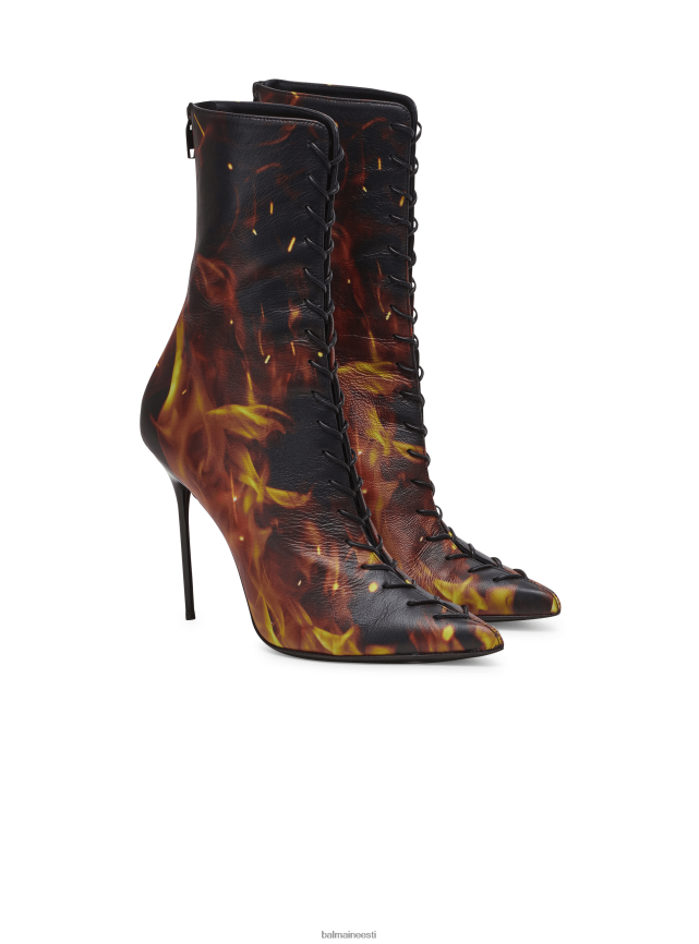 ee Balmain jalatsid naised tuletrükiga nahast uria poolsaapad oranž LJ8002656