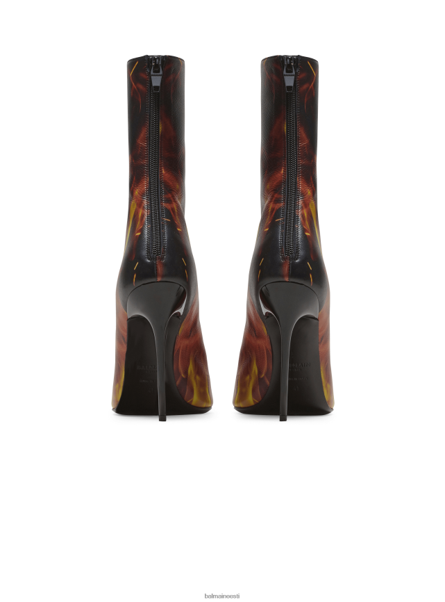 ee Balmain jalatsid naised tuletrükiga nahast uria poolsaapad oranž LJ8002656