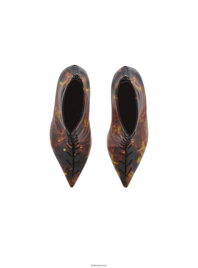 ee Balmain jalatsid naised tuletrükiga nahast uria poolsaapad oranž LJ8002656