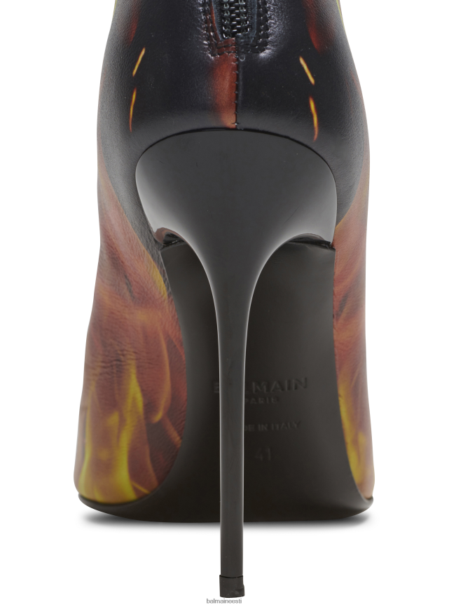 ee Balmain jalatsid naised tuletrükiga nahast uria poolsaapad oranž LJ8002656