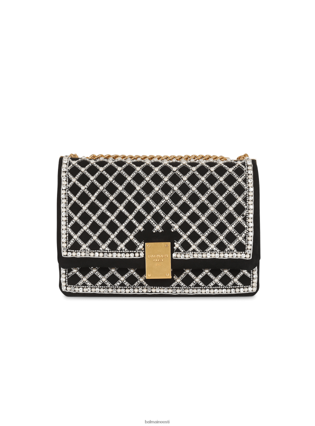 ee Balmain tarvikud naised seemisnahast ja tikitud pärliga 1945 pehme kott must LJ8002547