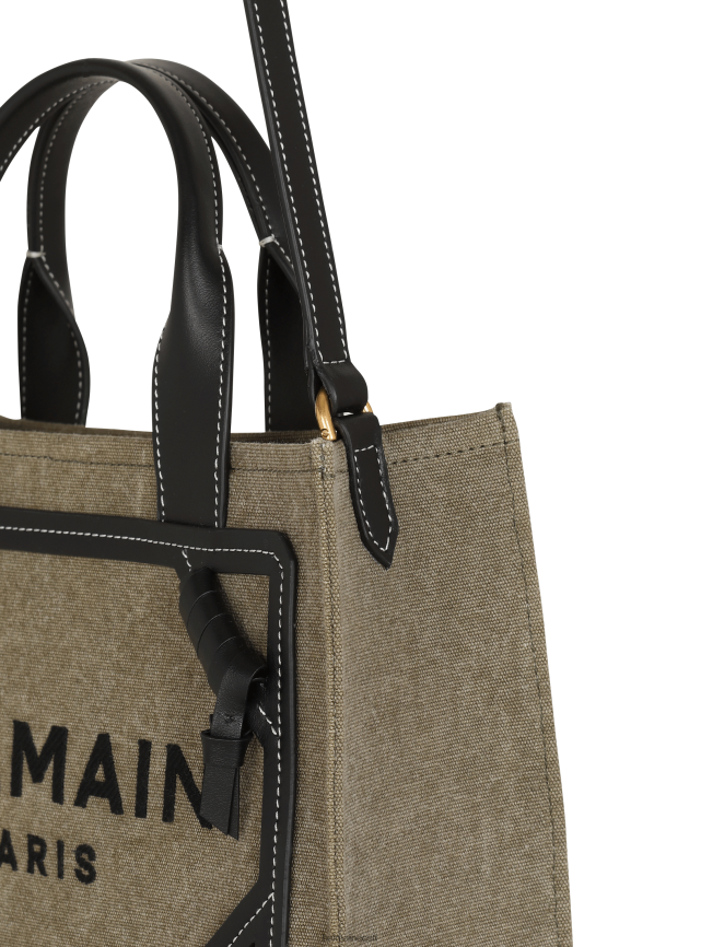 ee Balmain tarvikud naised b-armee väike lõuendist poekott nahast vahetükkidega khaki LJ8002555