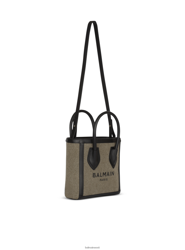 ee Balmain tarvikud naised lõuendist b-army 24 kott nahkpaneelidega khaki LJ8002581