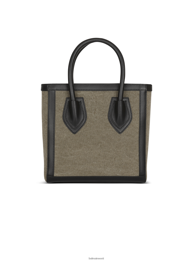 ee Balmain tarvikud naised lõuendist b-army 24 kott nahkpaneelidega khaki LJ8002581