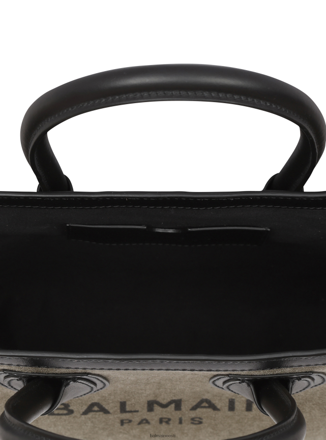 ee Balmain tarvikud naised lõuendist b-army 24 kott nahkpaneelidega khaki LJ8002581