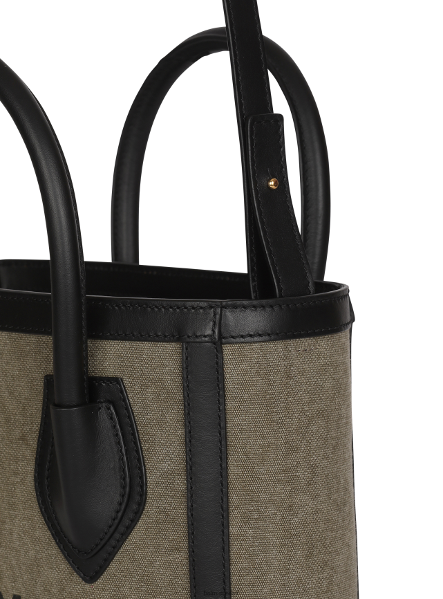 ee Balmain tarvikud naised lõuendist b-army 24 kott nahkpaneelidega khaki LJ8002581