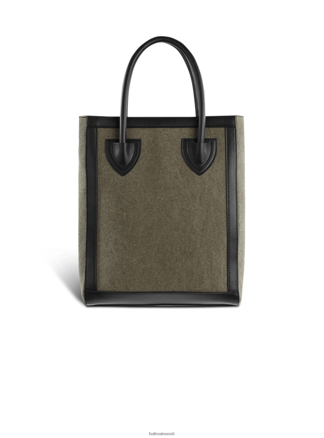 ee Balmain tarvikud naised lõuendist b-army 26 kott nahkpaneelidega khaki LJ8002578