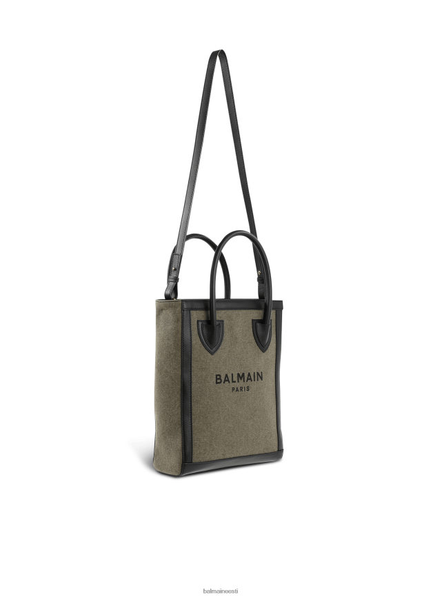 ee Balmain tarvikud naised lõuendist b-army 26 kott nahkpaneelidega khaki LJ8002578