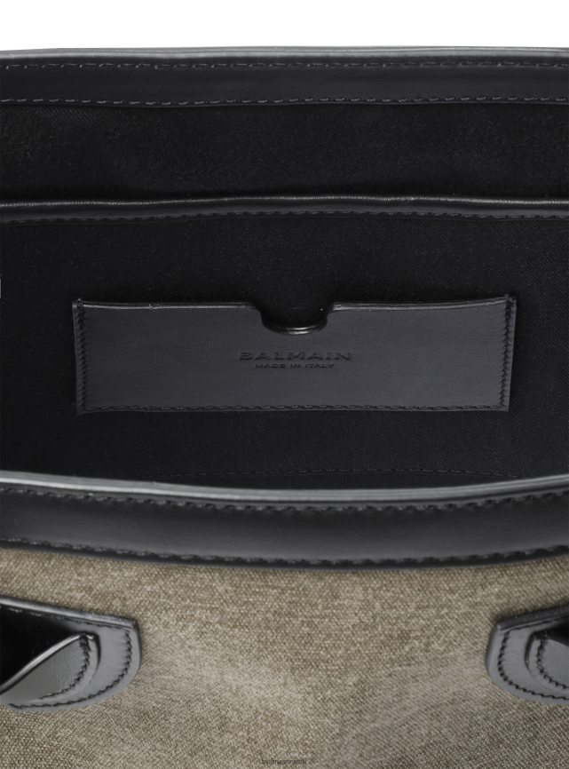 ee Balmain tarvikud naised lõuendist b-army 26 kott nahkpaneelidega khaki LJ8002578