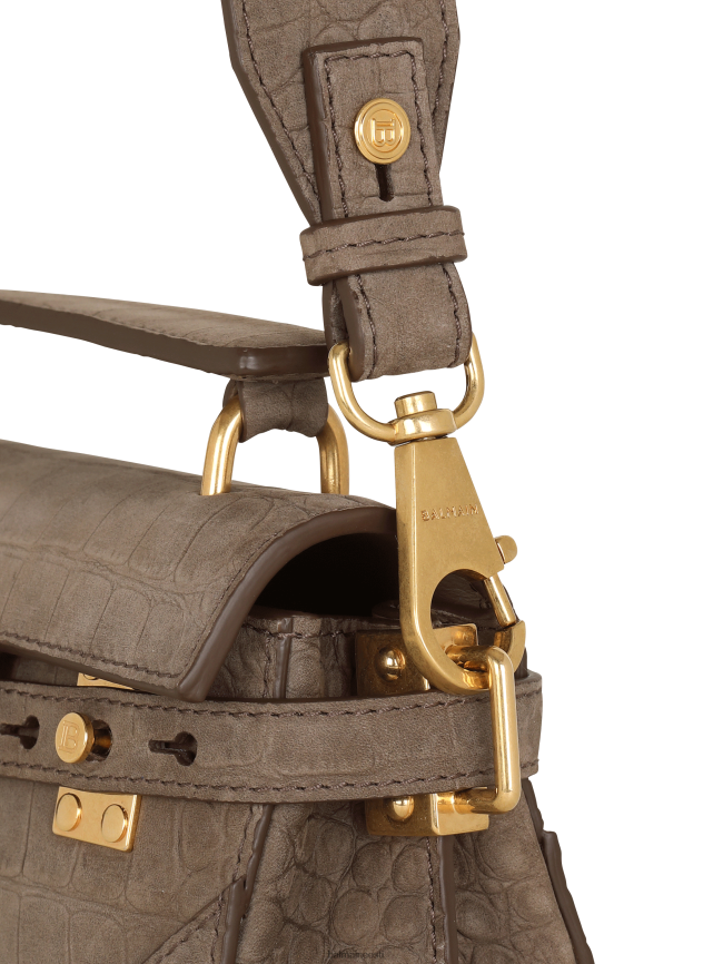 ee Balmain tarvikud naised b-buzz 19 kott krokodilliefektiga reljeefsest nahast hall LJ8002461