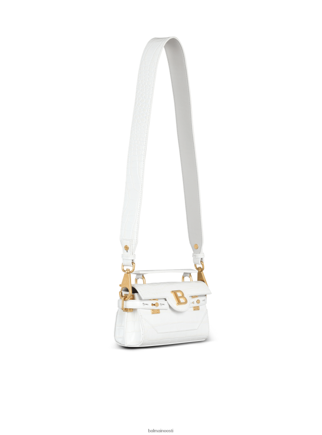 ee Balmain tarvikud naised b-buzz 19 kott krokodilliefektiga reljeefsest nahast valge LJ8002465