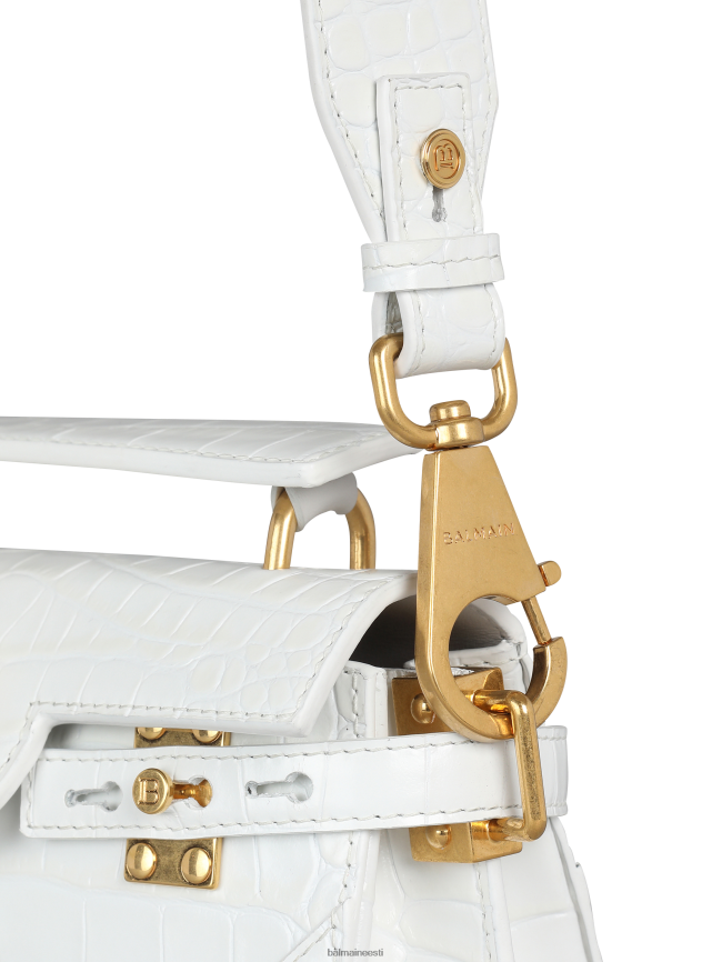 ee Balmain tarvikud naised b-buzz 19 kott krokodilliefektiga reljeefsest nahast valge LJ8002465