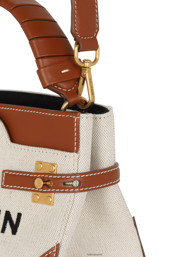 ee Balmain tarvikud naised b-buzz 22 lõuendist ülemise käepidemega kott nahast vahetükiga pruun LJ8002481