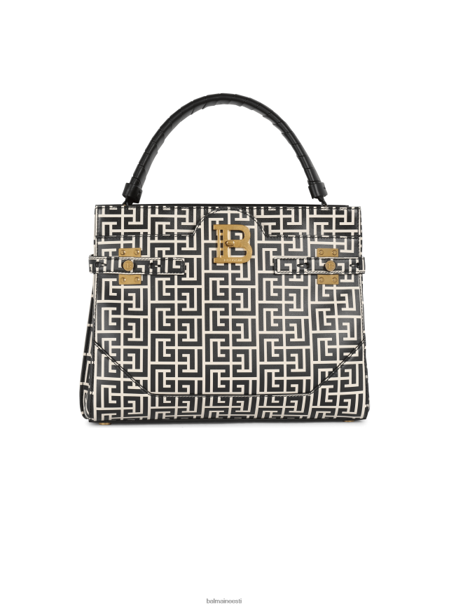 ee Balmain tarvikud naised kahevärvitrükiga nahast b-buzz pealiskäepidemega kott must LJ8002476