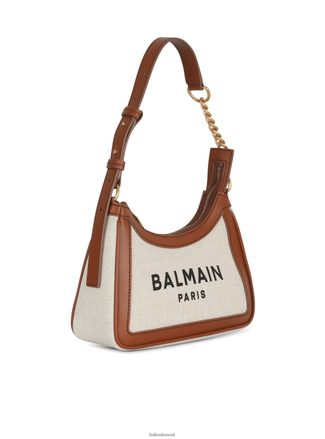 ee Balmain tarvikud naised lõuendist b-army nahast paneelidega käekott beež LJ8002579