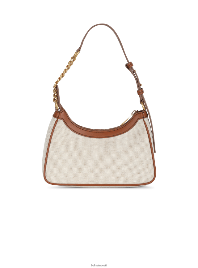 ee Balmain tarvikud naised lõuendist b-army nahast paneelidega käekott beež LJ8002579