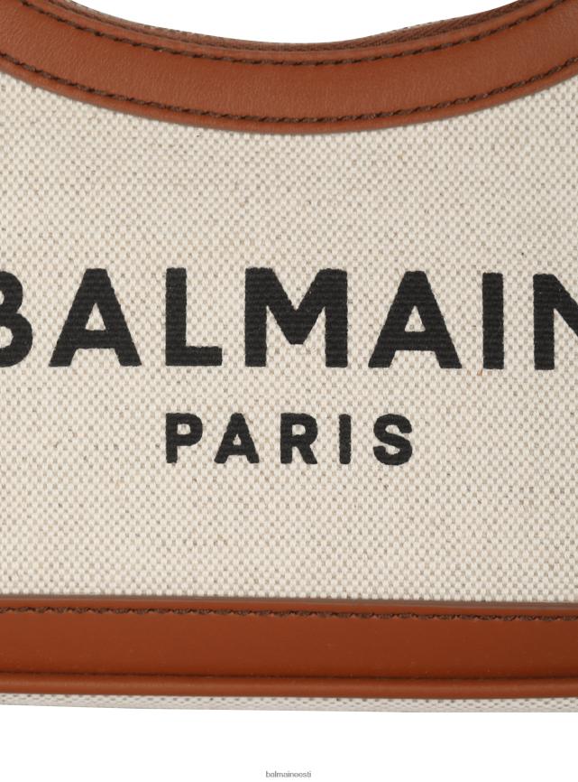 ee Balmain tarvikud naised lõuendist b-army nahast paneelidega käekott beež LJ8002579