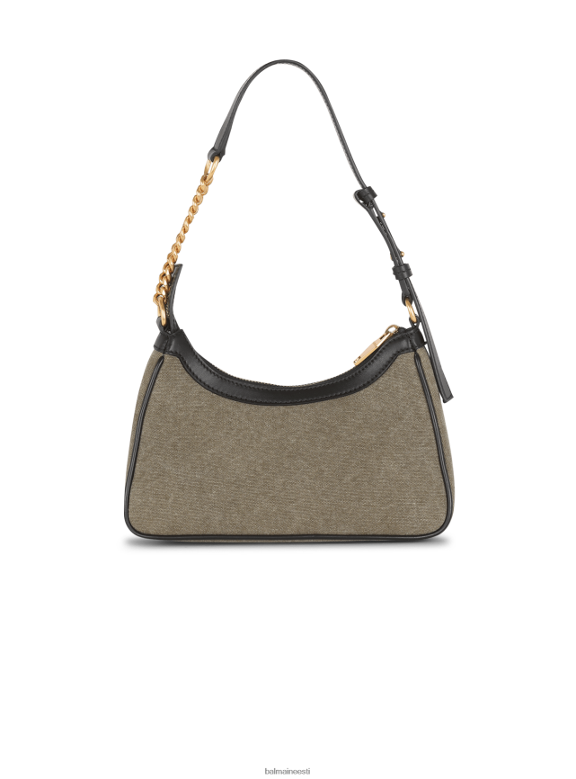 ee Balmain tarvikud naised lõuendist b-army nahast paneelidega käekott khaki LJ8002580