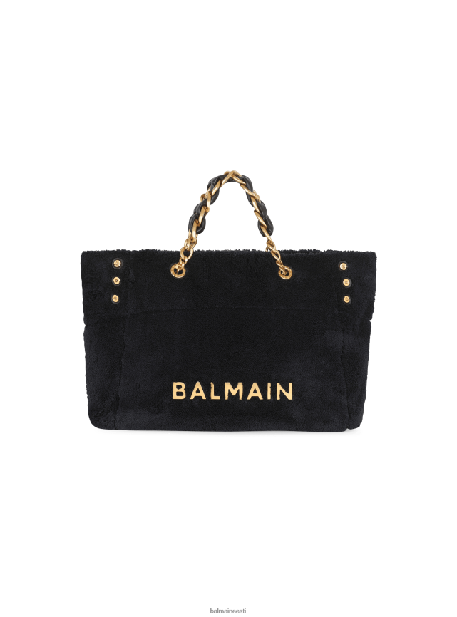 ee Balmain tarvikud naised 1945. aasta pehmest froteeriidest kandekott must LJ8002522