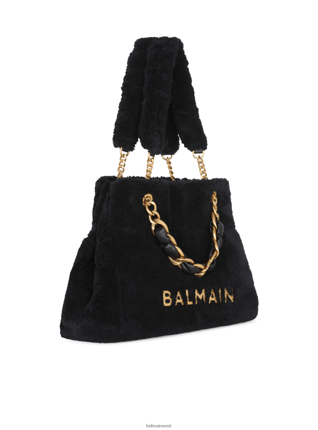 ee Balmain tarvikud naised 1945. aasta pehmest froteeriidest kandekott must LJ8002522