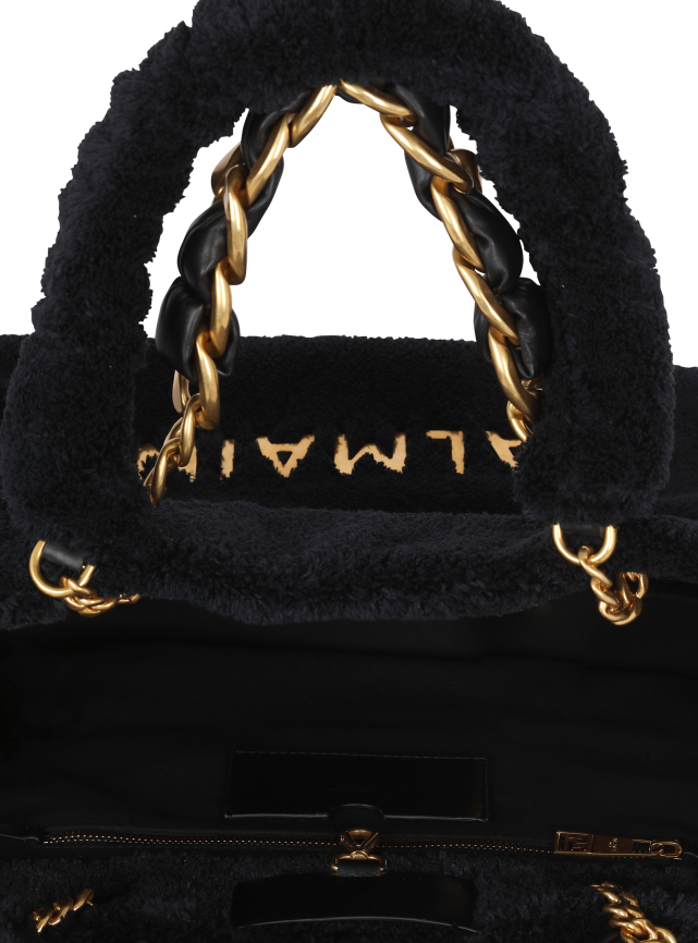 ee Balmain tarvikud naised 1945. aasta pehmest froteeriidest kandekott must LJ8002522