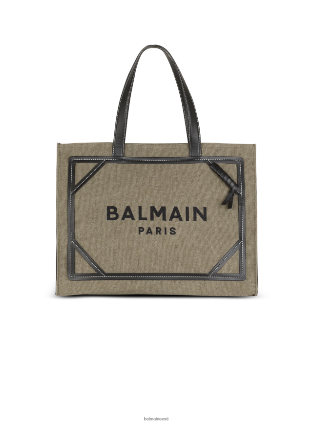 ee Balmain tarvikud naised b-army 42 lõuendist kandekott nahast detailidega khaki LJ8002554