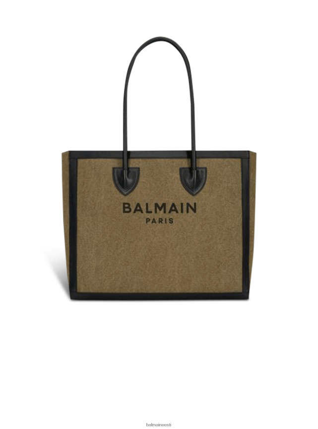 ee Balmain tarvikud naised lõuend b-army 42 nahkpaneelidega kott khaki LJ8002583