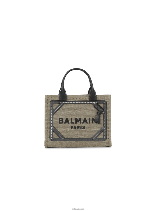ee Balmain tarvikud naised b-armee minilõuendist poekott koos nahast vahetükkidega khaki LJ8002559