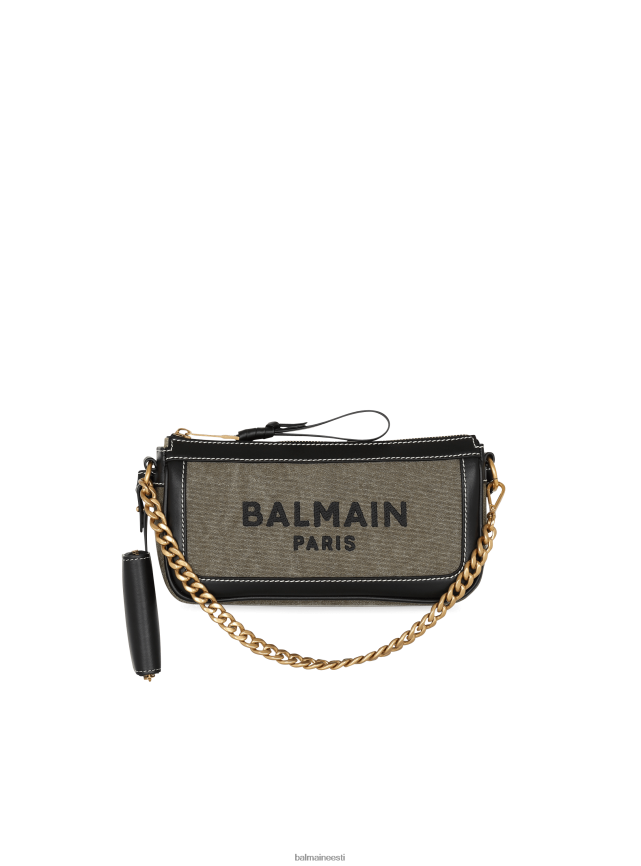 ee Balmain tarvikud naised b-armee lõuendist clutch kott nahast vahetükkidega khaki LJ8002571