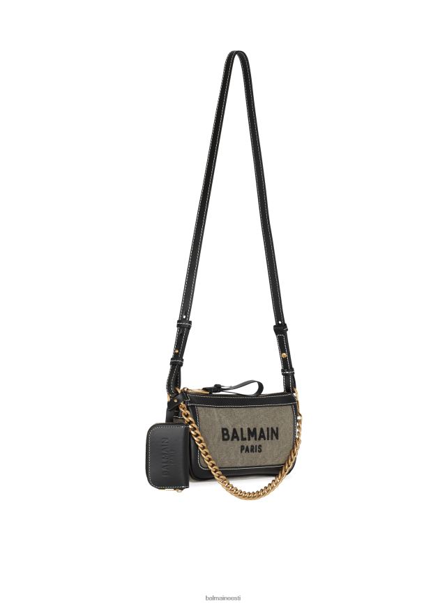ee Balmain tarvikud naised b-armee lõuendist clutch kott nahast vahetükkidega khaki LJ8002571